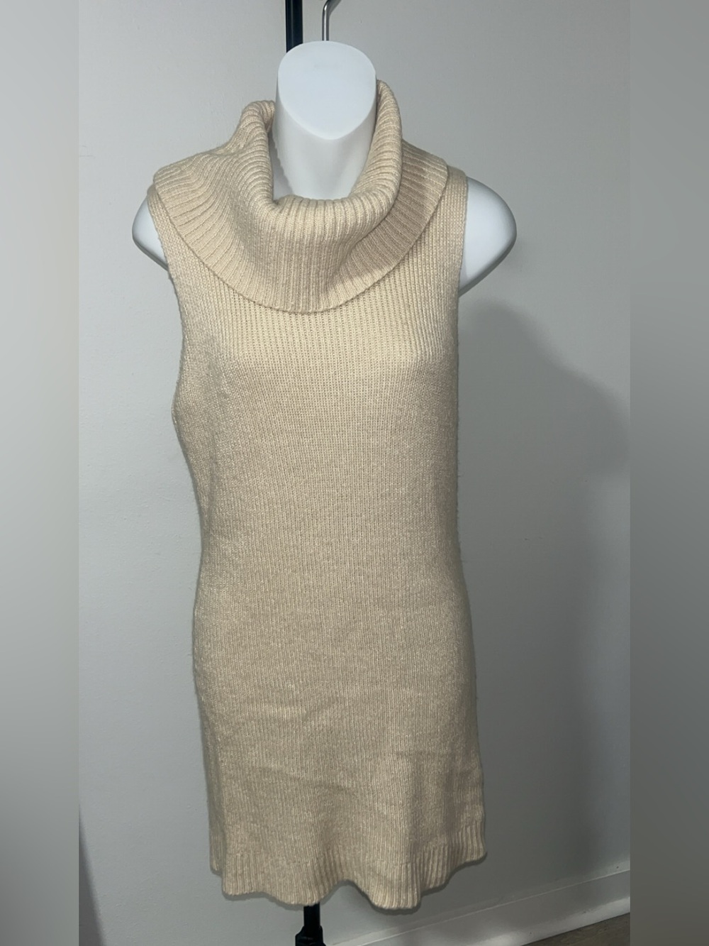 Charlotte Russe Sleeveless Cowl Neck Sweater Dress - Cream